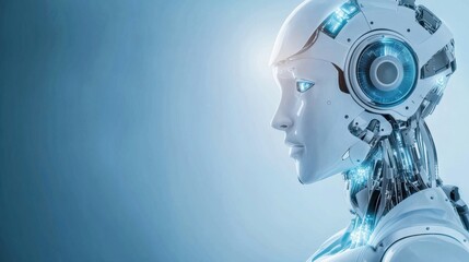 Obraz premium Futuristic artificial intelligence robot with advanced technology interface design