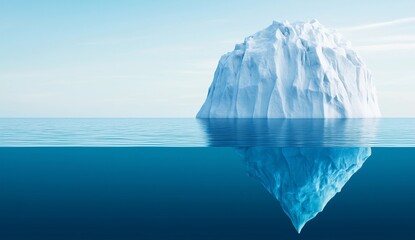 Obraz premium Iceberg floating in calm ocean water reflecting blue sky during daylight hours