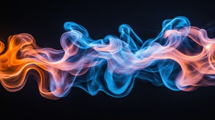 Obraz premium Abstract blue orange smoke swirls dark background design