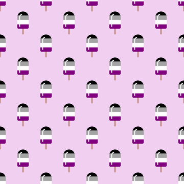 LGBTQIA+ Pride Asexual Pride Flag Pattern, high quality seamless popsicle pattern in the ace pride flag colors, simple repeating design suitable for both print and digital projects, 3600x3600 px
