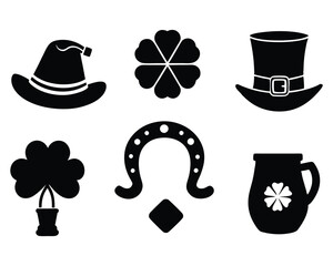 st patrick's day symbols silhouette vector design 