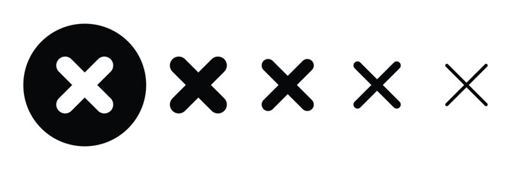 Obraz premium Set of Close icons collection. Delete, Cross, No, Disagree, Not allow, wrong symbol. Vector illustration.