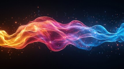 Obraz premium Abstract fiery blue wave energy flow dark background