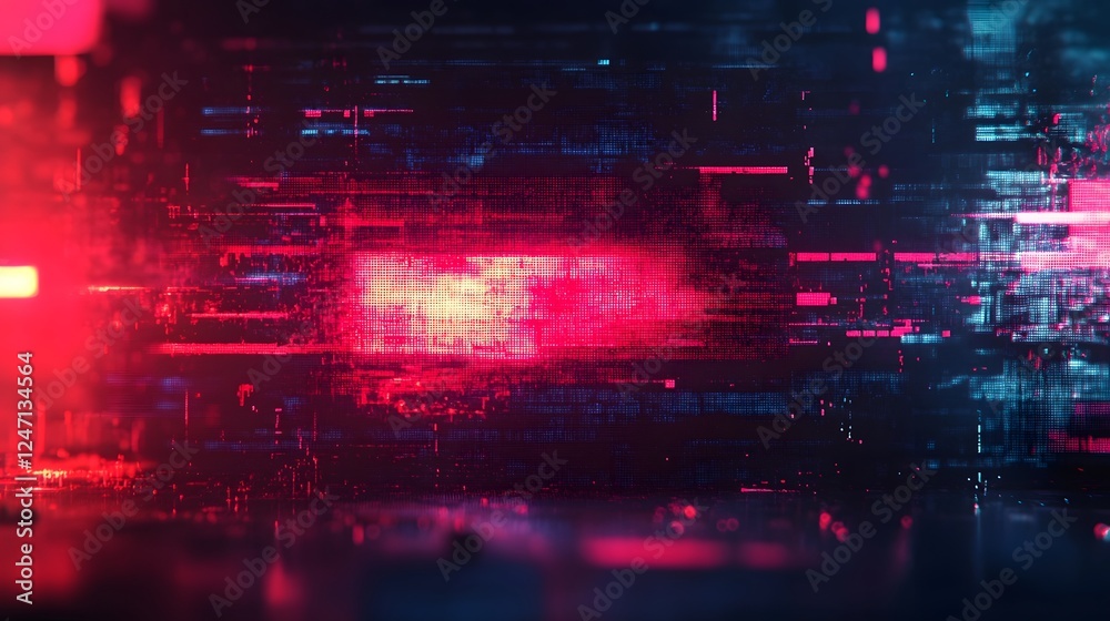 Leinwandbilder vibrant futuristic neon lights digital glitch abstract background with dynamic motion and distorted 