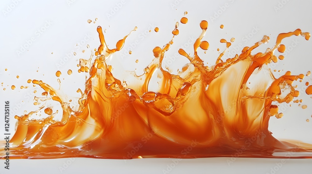 Poster Vibrant Orange Paint Splash Explosion with Dynamic Liquid Motion and Energy  and Visually Stunning Abstract Design with Fluid Dynamics and Colorful Burst Effect
