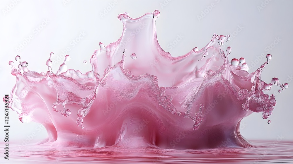 Poster Vibrant Pink Liquid Splash Abstract Flowing Art Design  Mesmerizing and captivating digital image with dynamic fluid movements elegant curves and ethereal transparency effects