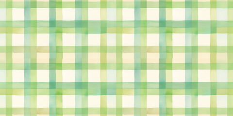 Fototapeta premium Soft Pastel Green And Beige Plaid Watercolor Pattern