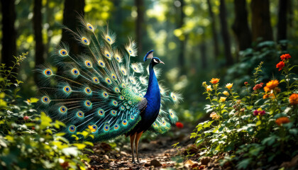 Obraz premium beautiful-photograph-of-indian-green-congo-peacock