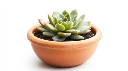Isolated image of a plant pot with a single succulent on a white background, perfect for promoting home gardening products.