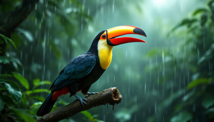 Obraz premium A colorful keel billed toucan photographed in Costa Rica