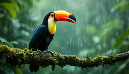 Obraz premium A colorful keel billed toucan photographed in Costa Rica