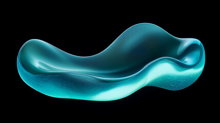 Obraz premium Abstract translucent glass-like object with smooth, flowing curves in shades of blue. Concept of fluidity, modern design, and innovation in a futuristic artistic style.