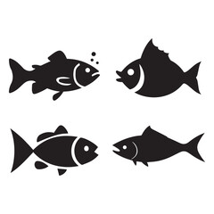 set of fish icons on a white background