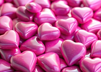 Obraz premium Pink Candy Hearts Glaze Closeup Candid Photography