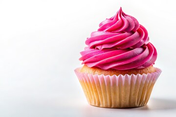 Pink Cupcake, Isolated, Copy Space, Food Photography, AI Art