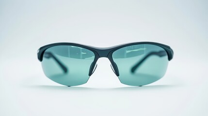 A single pair of sports sunglasses isolated on a clean white surface, ideal for outdoor or fitness gear marketing.