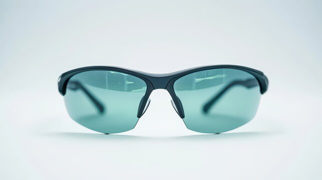 A single pair of sports sunglasses isolated on a clean white surface, ideal for outdoor or fitness gear marketing.