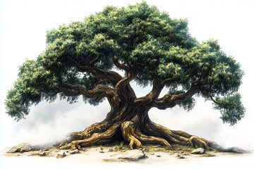 old tree on a white background