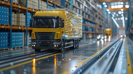 A logistics team using AI-powered software to optimize delivery routes