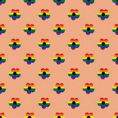 LGBTQIA+ Pride Rainbow Pride Flag Pattern, high quality seamless flower pattern in the Pride (6 stripe) rainbow colors, cute repeating design suitable for both print and digital projects, 3600x3600 px