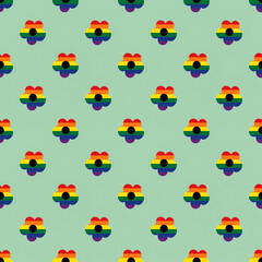 LGBTQIA+ Pride Rainbow Pride Flag Pattern, high quality seamless flower pattern in the Pride (6 stripe) rainbow colors, cute repeating design suitable for both print and digital projects, 3600x3600 px