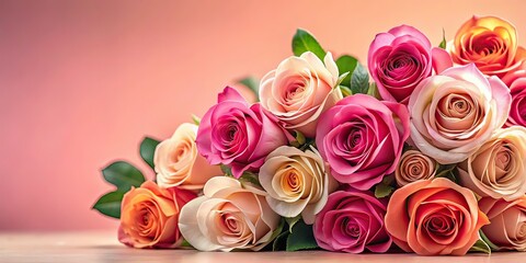Pink Peach Roses Wedding Valentine Background AI Photo