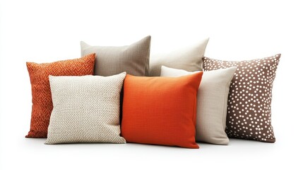 Isolated image of a set of decorative pillows on a clean white background, perfect for promoting home furnishings.