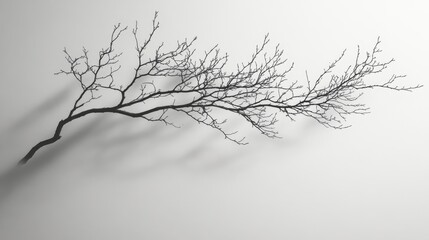 Fototapeta premium Bare tree branches reaching out into a foggy landscape at dawn