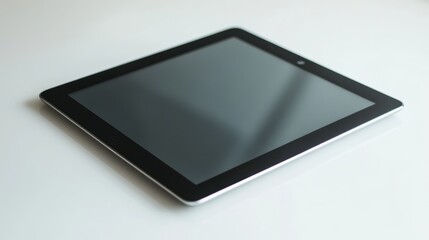 Isolated image of a tablet with a sleek design on a clean white surface, perfect for promoting tech gadgets.