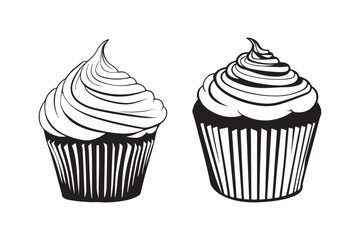 Minimalist Cupcake Vector Illustration with Swirled Frosting