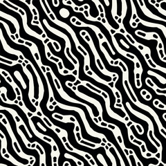 Vector seamless pattern. Abstract spotted texture. Monochrome natural spots. Creative background with fluid blots. Decorative tileable design.