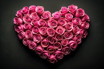 Pink Rose Heart Valentine's Day AI Photo