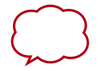 吹き出し　白　赤縁　もこもこ　シンプル