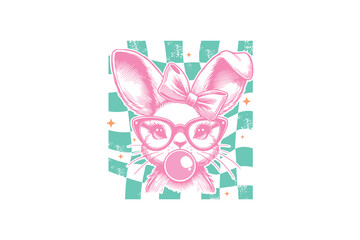 Easter Retro Bunny SVG T Shirt Design