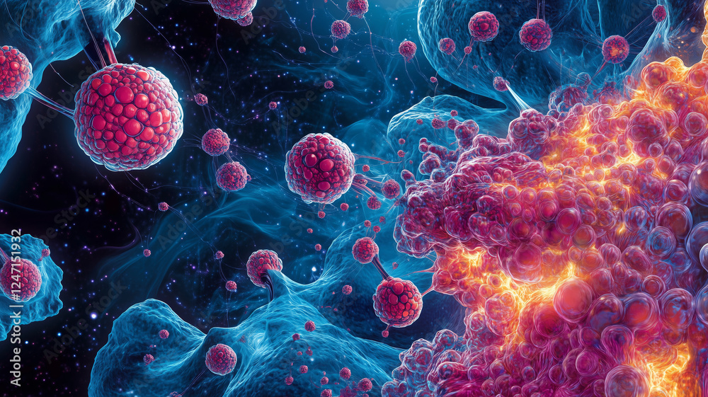 Poster illustrating the intricate connections of the neuro-map in a vibrant landscape