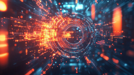 Obraz premium A visualization of artificial intelligence, machine learning, deep learning, modern computing technologies, and the Internet of Things