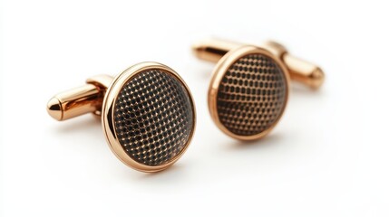 image of a set of cufflinks on a white background, perfect for luxury fashion accessory promotions.