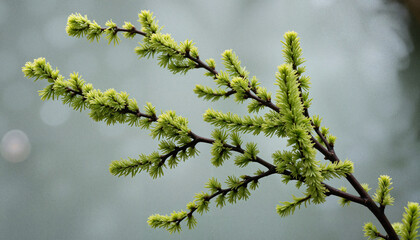 Delicate catkins on willow branch in minimalist composition, nature's beauty