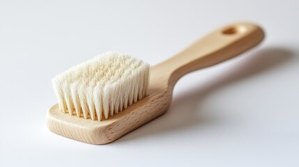 A single dusting brush isolated on a clean white surface, great for promoting household cleaning tools.