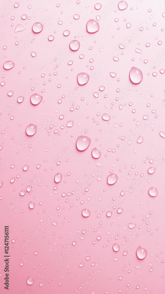 Poster soft droplets of water cling to a smooth pastel pink surface, combining simplicity and elegance. thi