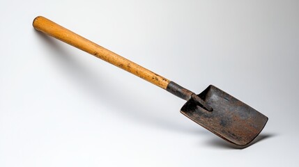 A single garden hoe isolated on a white surface, ideal for promoting outdoor tools and gardening products.