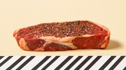 Obraz premium Raw Seasoned Steak with Black Pepper on a Rustic Surface