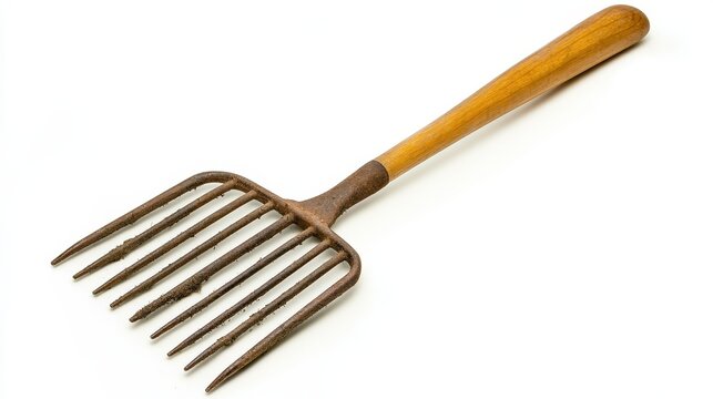 Isolated image of a hand rake on a white background, perfect for promoting small gardening tools.