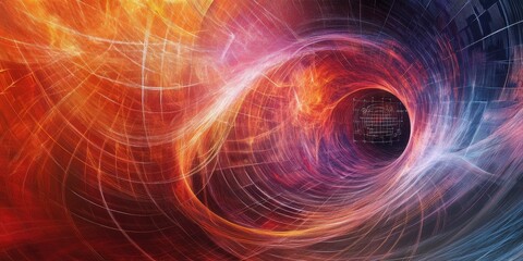 Abstract swirling light patterns create a dynamic visual experience