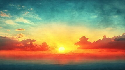 Fototapeta premium Vibrant sunset over hazy landscape