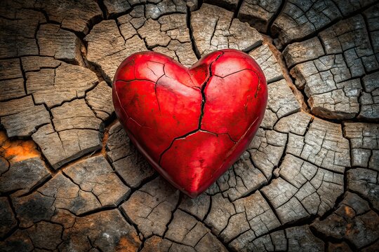 Red Heart Burnt Documentary Photography AI Image, Photo, Abstract, Emotional, Destruction, Love, Loss, Grief, Pain, Scars, Heartbreak, Black and White, Vintage,  Dramatic, Powerful,  Art,  Photography