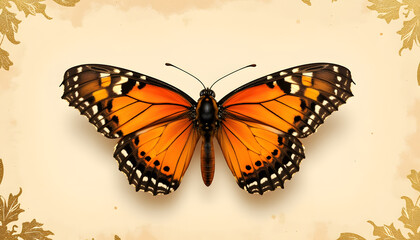 Obraz premium Butterfly with orange wings on decorative background