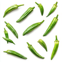 Fresh Okra Pods in Vector Illustration Style