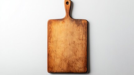 Isolated image of a cutting board on a white surface, perfect for promoting kitchenware or culinary tools.