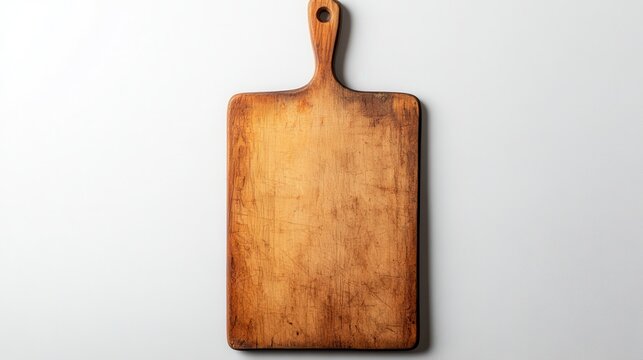Isolated image of a cutting board on a white surface, perfect for promoting kitchenware or culinary tools.